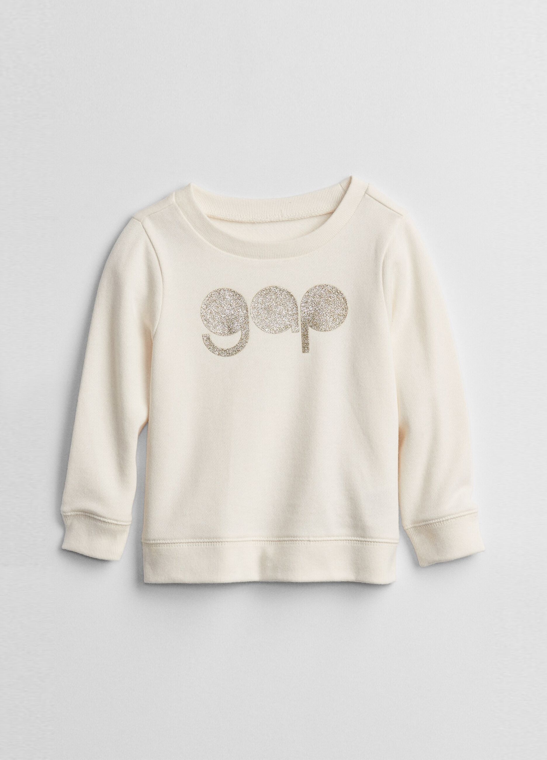 Round neck sweatshirt with glitter logo print