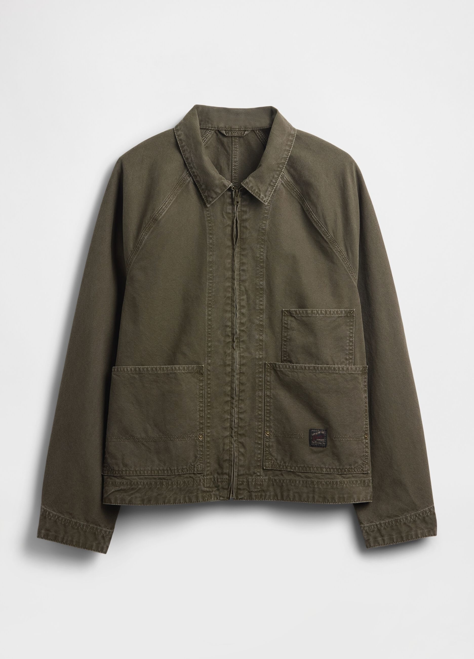 Green jacket in pure cotton
