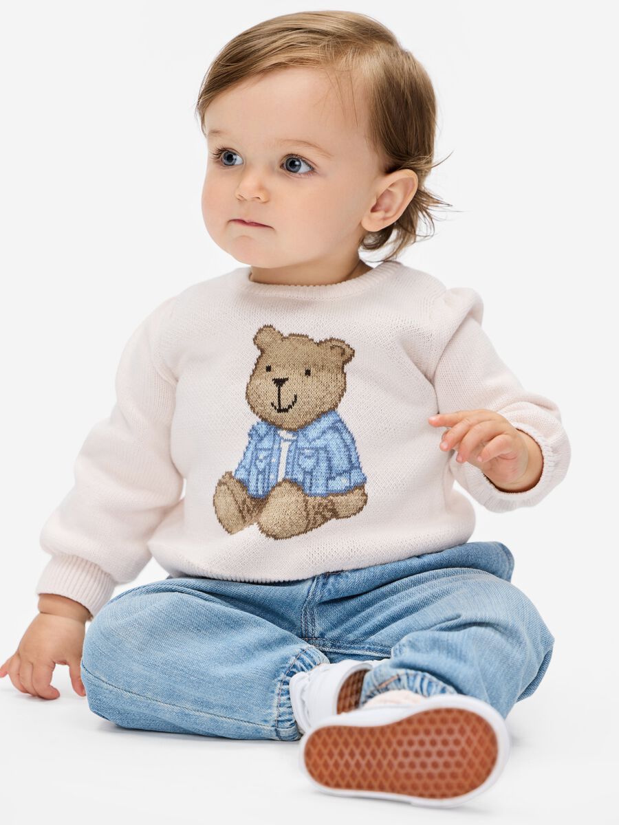 Cotton pullover with teddy bear embroidery Newborn_0