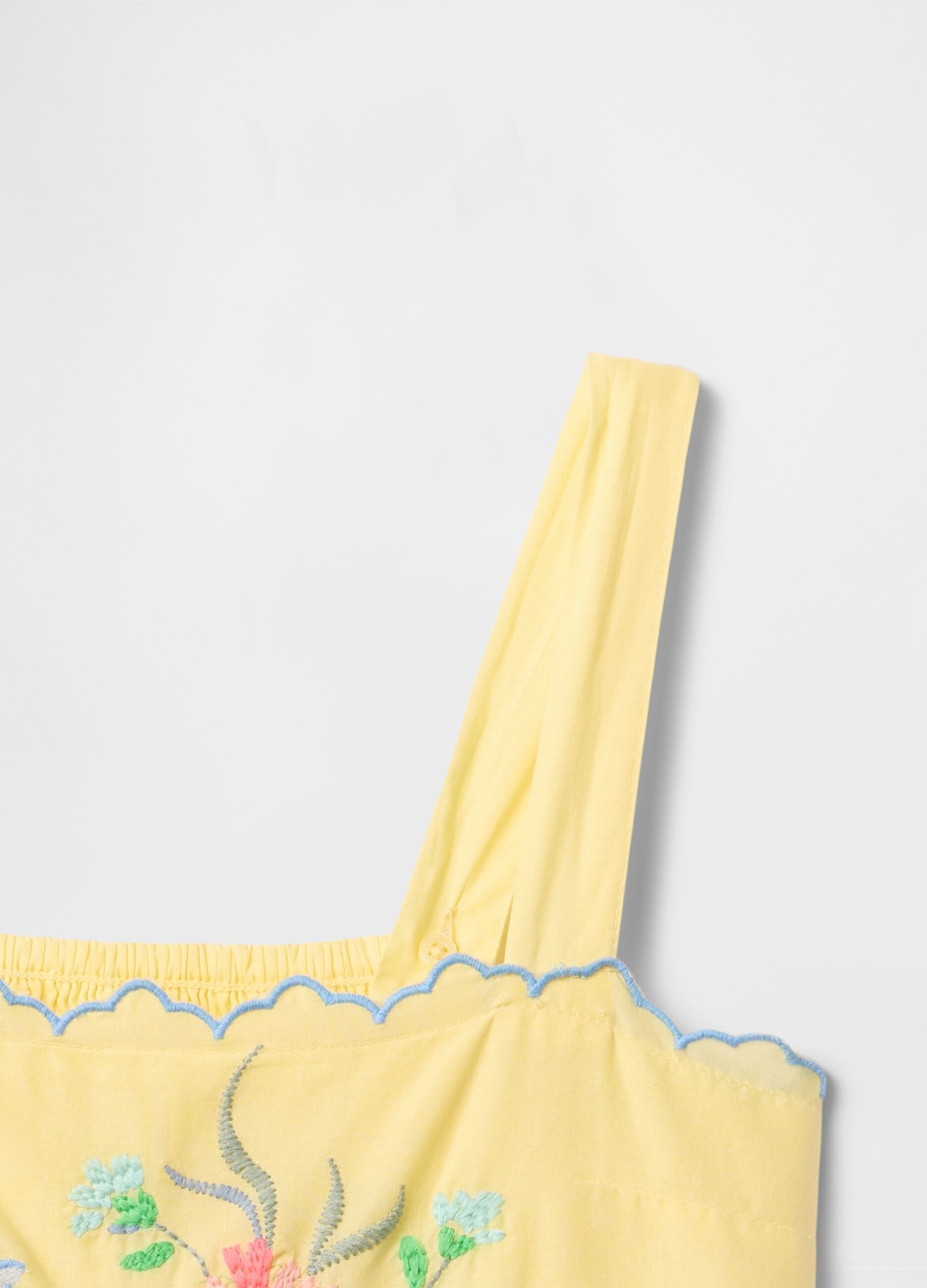 Vestito estivo giallo con ricami floreali in cotone_4