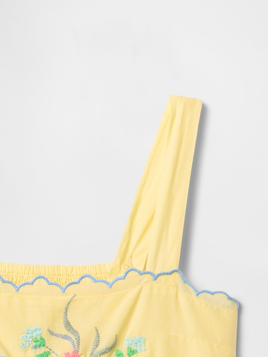 Yellow summer dress with floral embroidery in cotton Girl_4