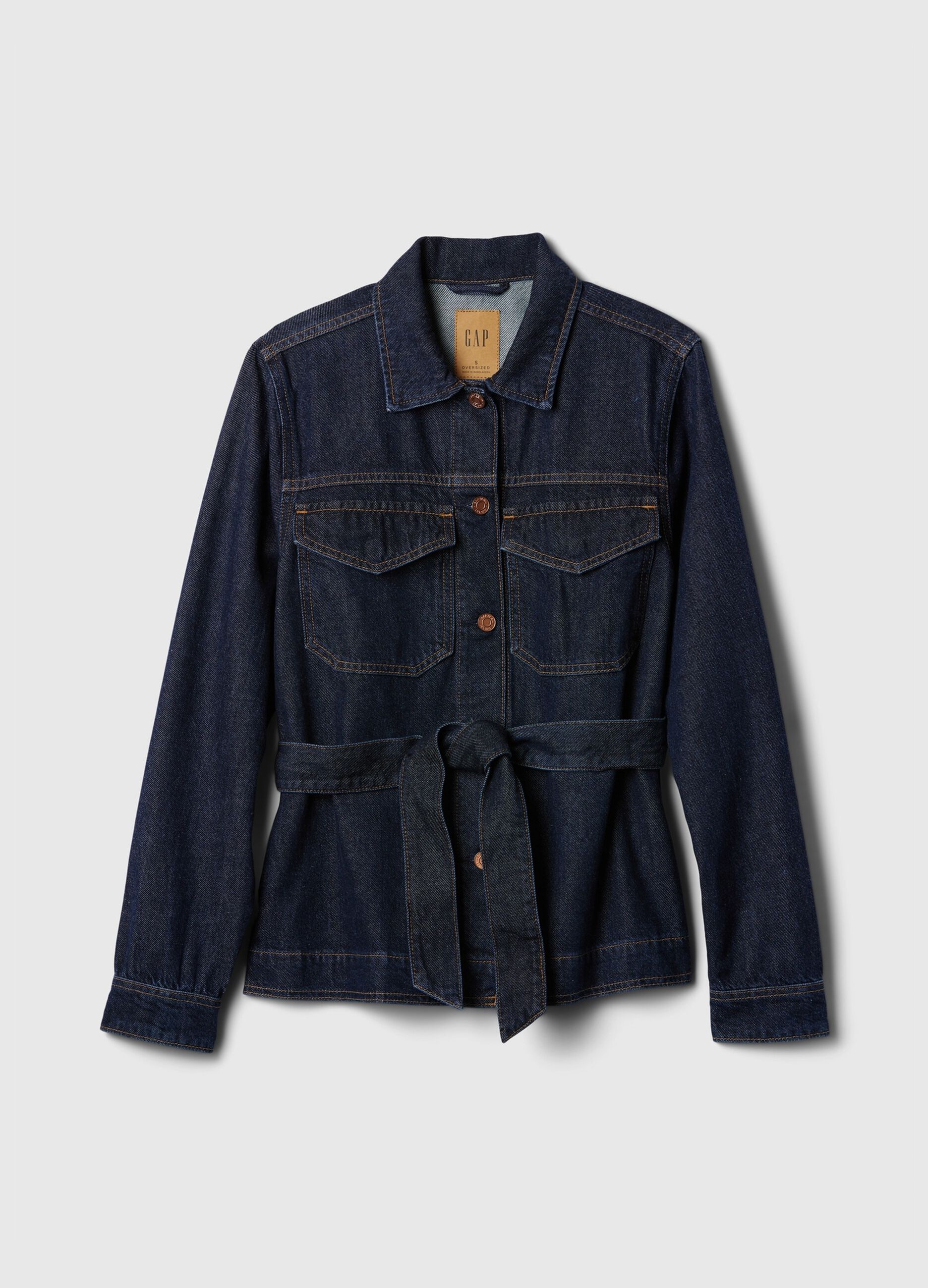 Giacca corta in denim con cintura
