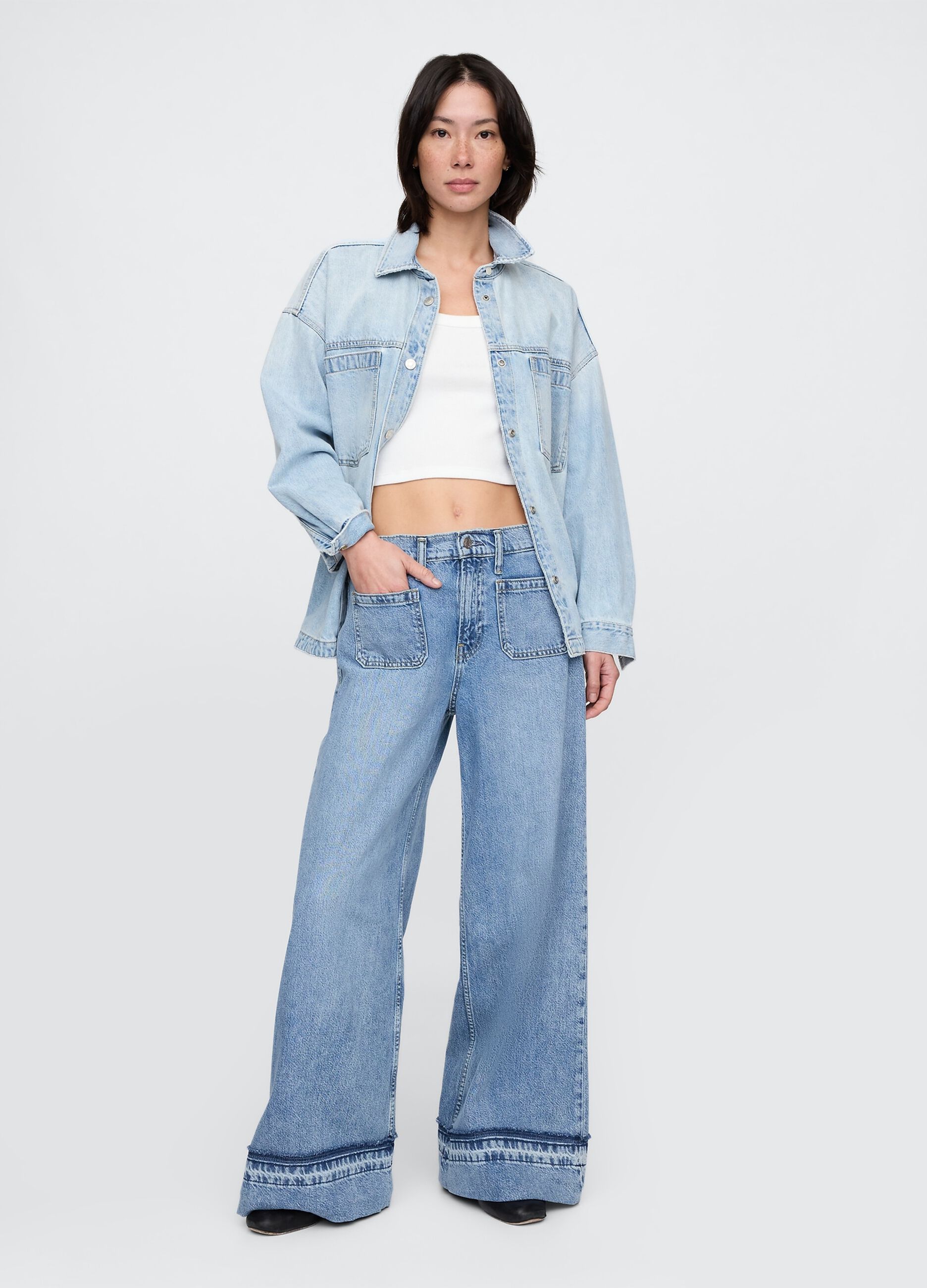 Jeans a gamba larga in denim Gap
