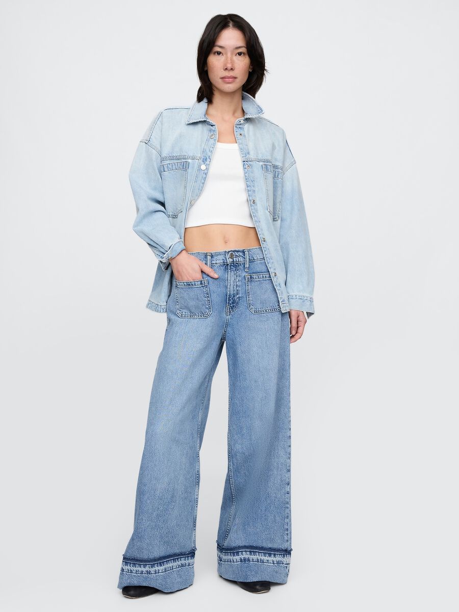Jeans a gamba larga in denim Gap Donna_0