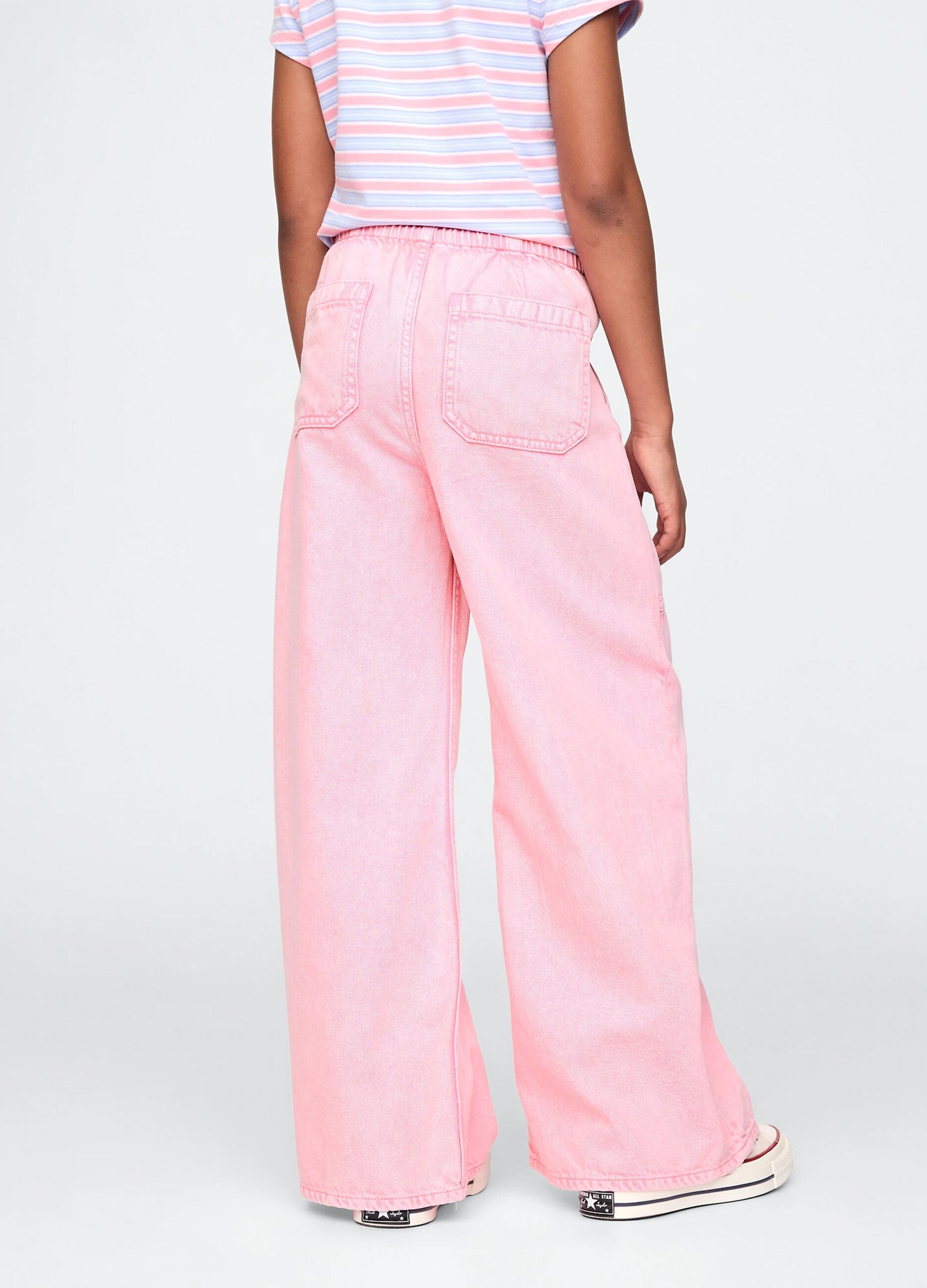 Pantaloni rosa a gamba larga con coulisse_2