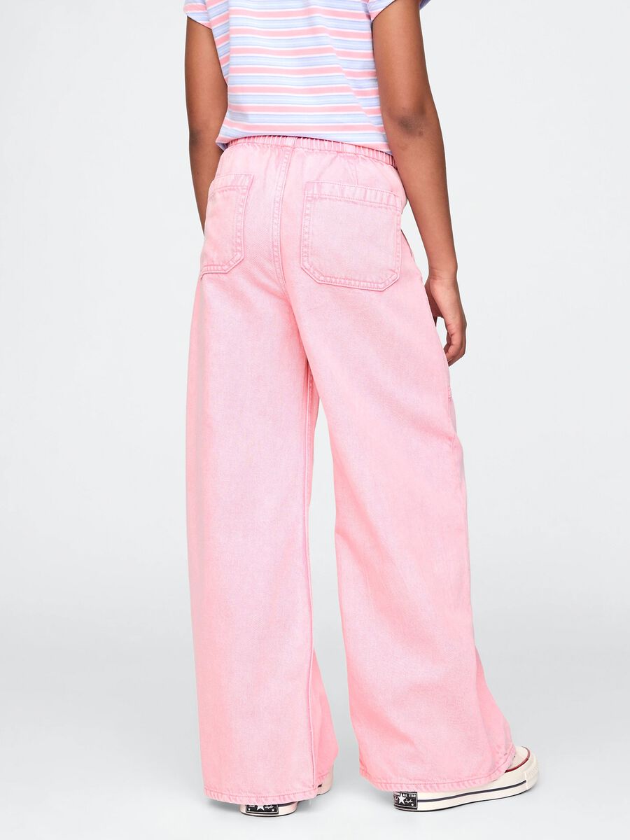 Pantaloni rosa a gamba larga con coulisse Bambina_2