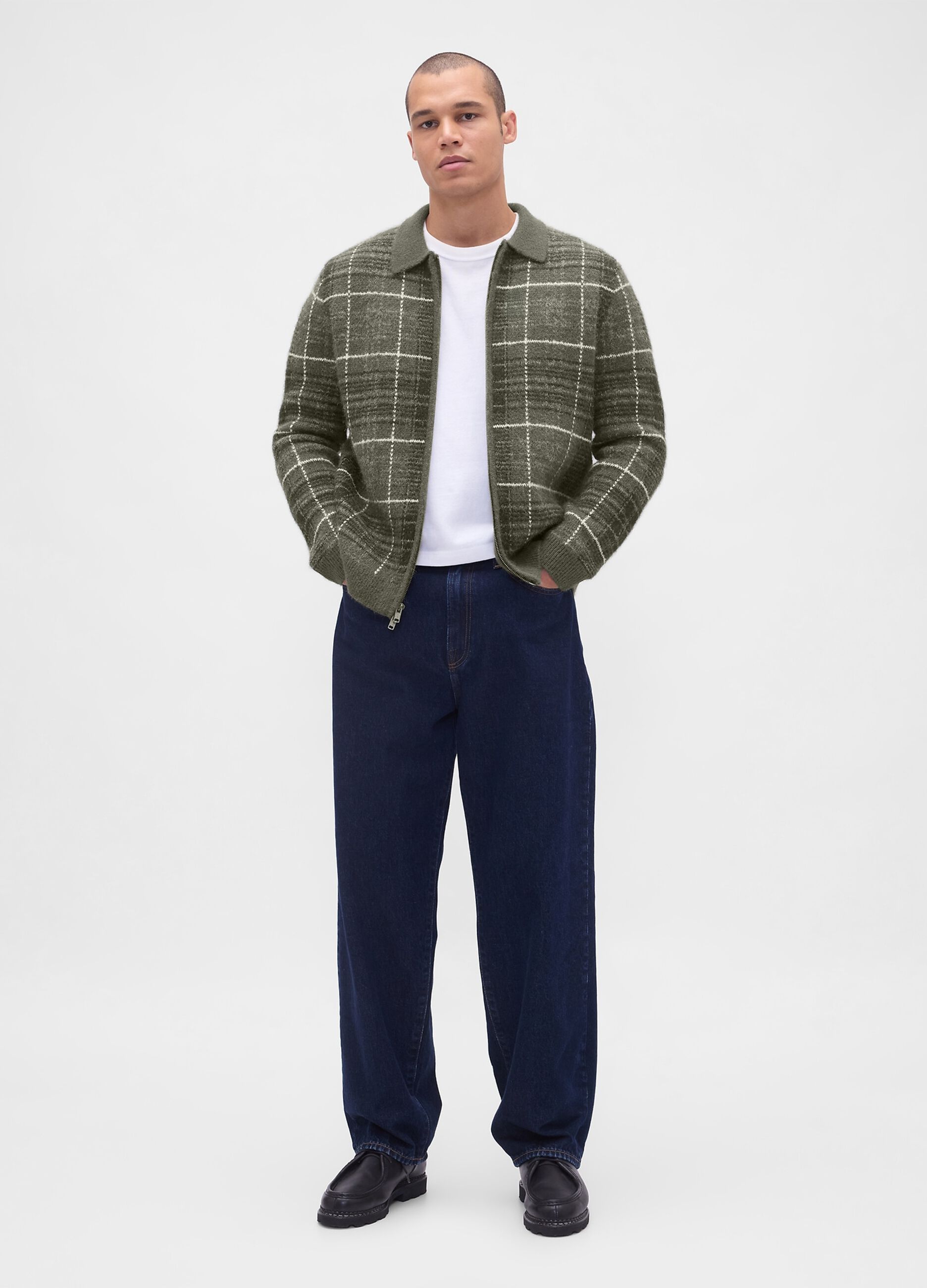 Cardigan full zip a quadri