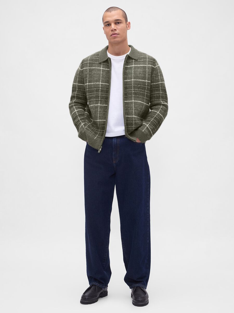 Green Checkered Sweater in Wool and Alpaca Blend Man_2