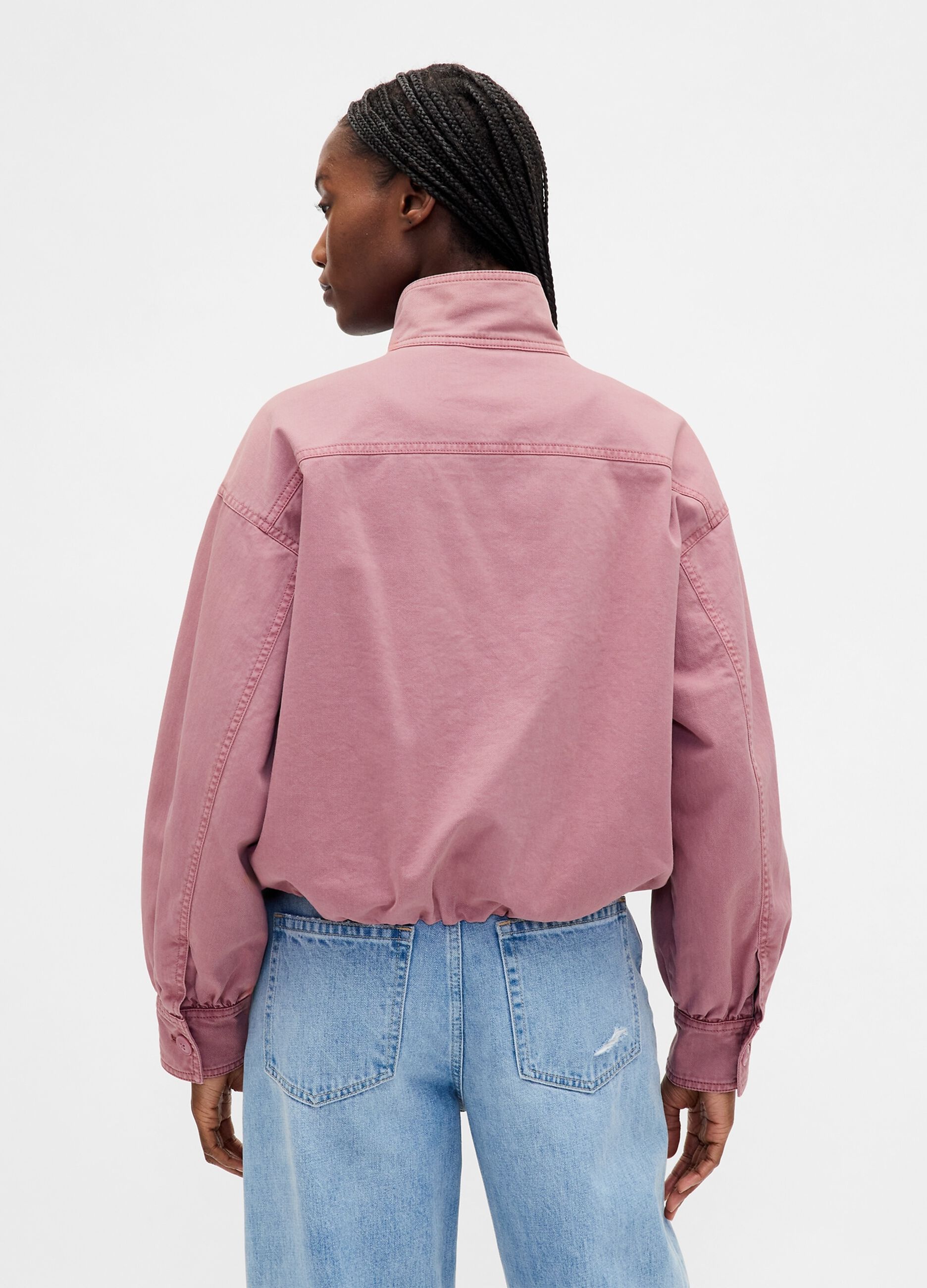 Giacca rosa in cotone snella_1