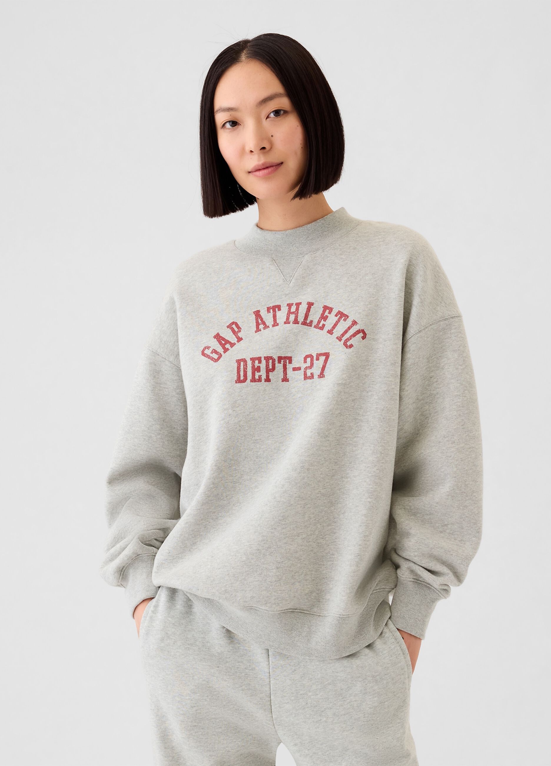 Felpa oversize mock neck con logo Athletic