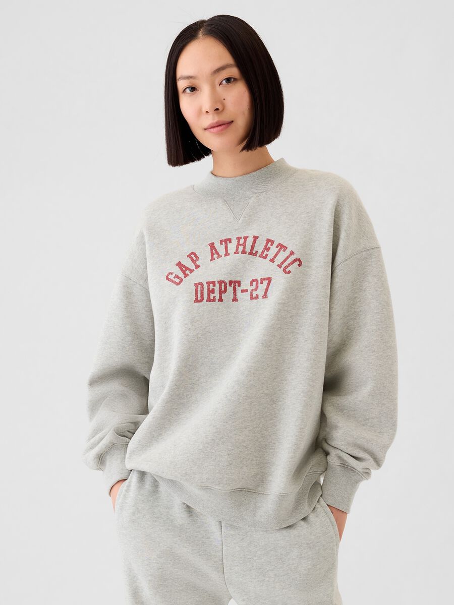 Felpa oversize mock neck con logo Athletic Donna_0