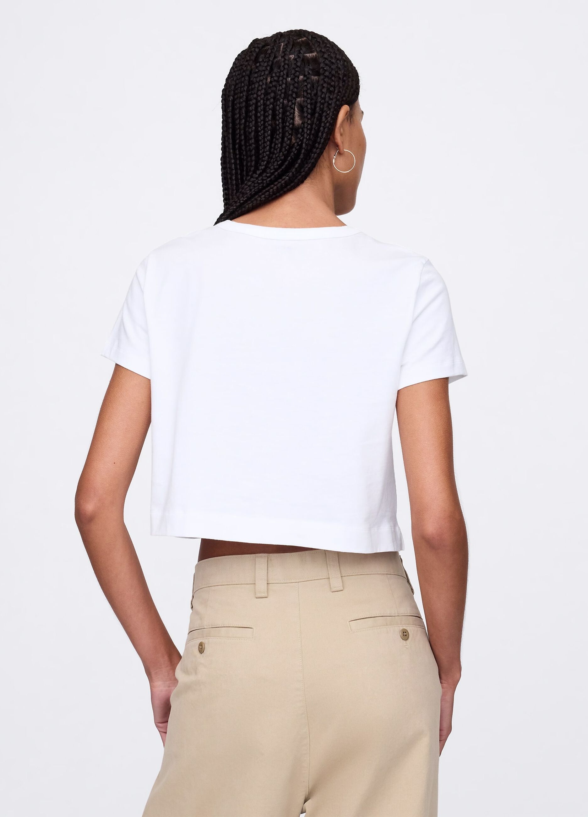 T-shirt cropped bianca in cotone_2