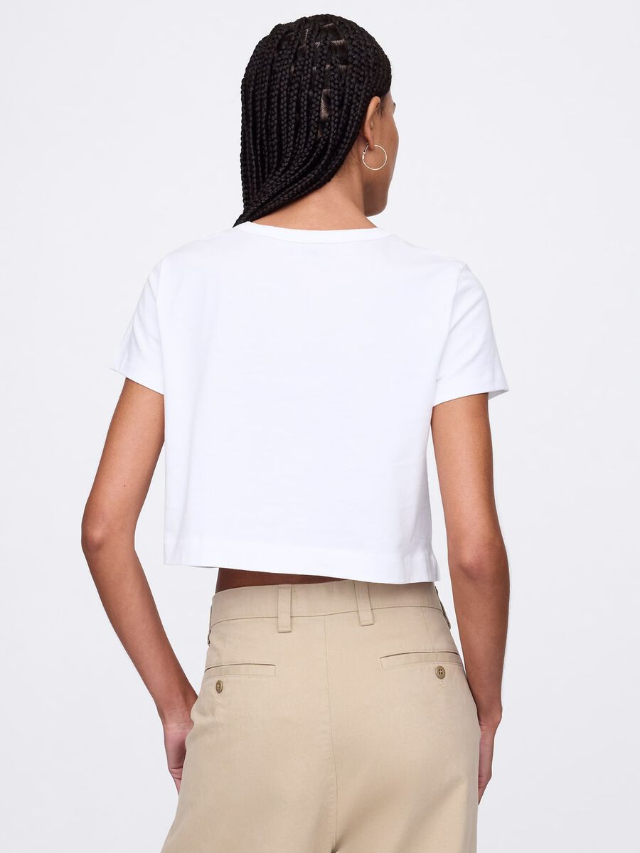 White Cotton Cropped T-Shirt by Gap Woman_2