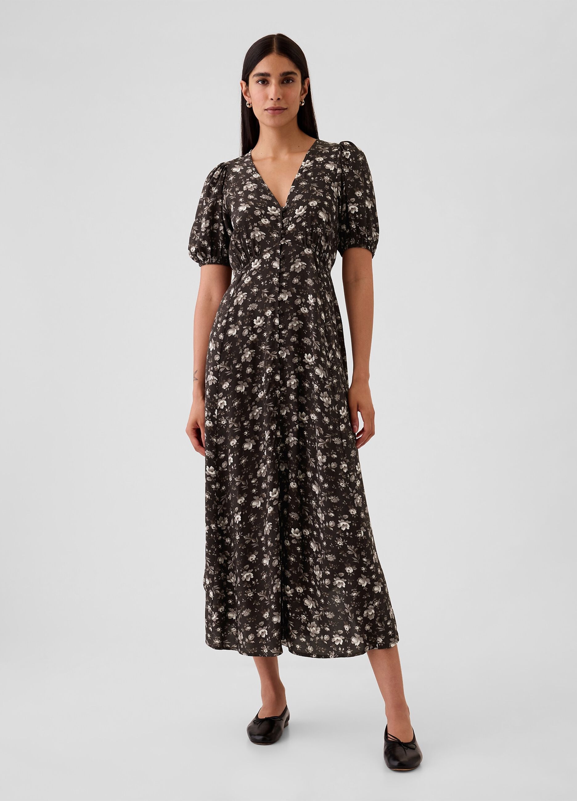 Long floral shirt dress