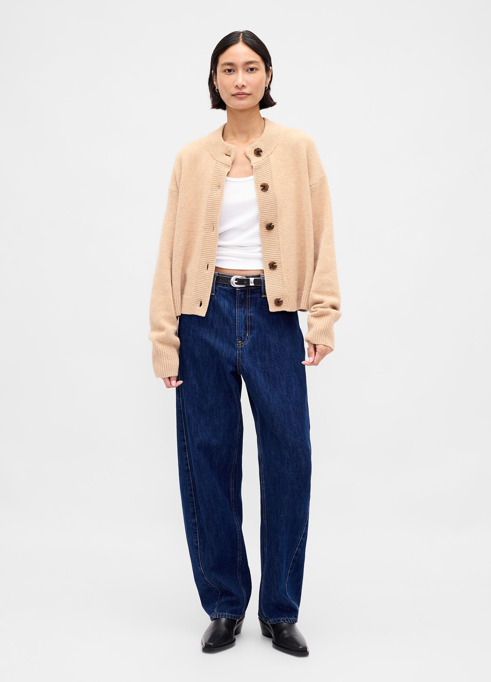 Cardigan beige tricot per donna