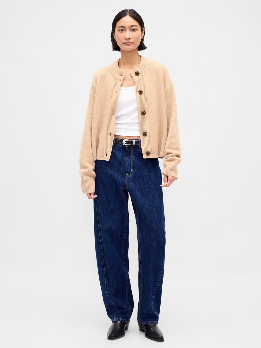 Cardigan beige tricot per donna Donna_2