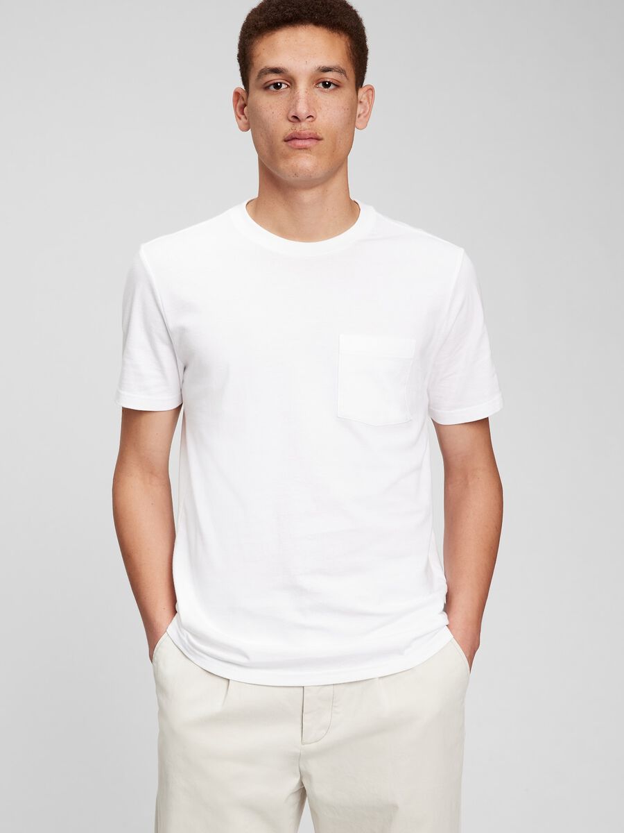 T-shirt in cotone bio con taschino Uomo_0