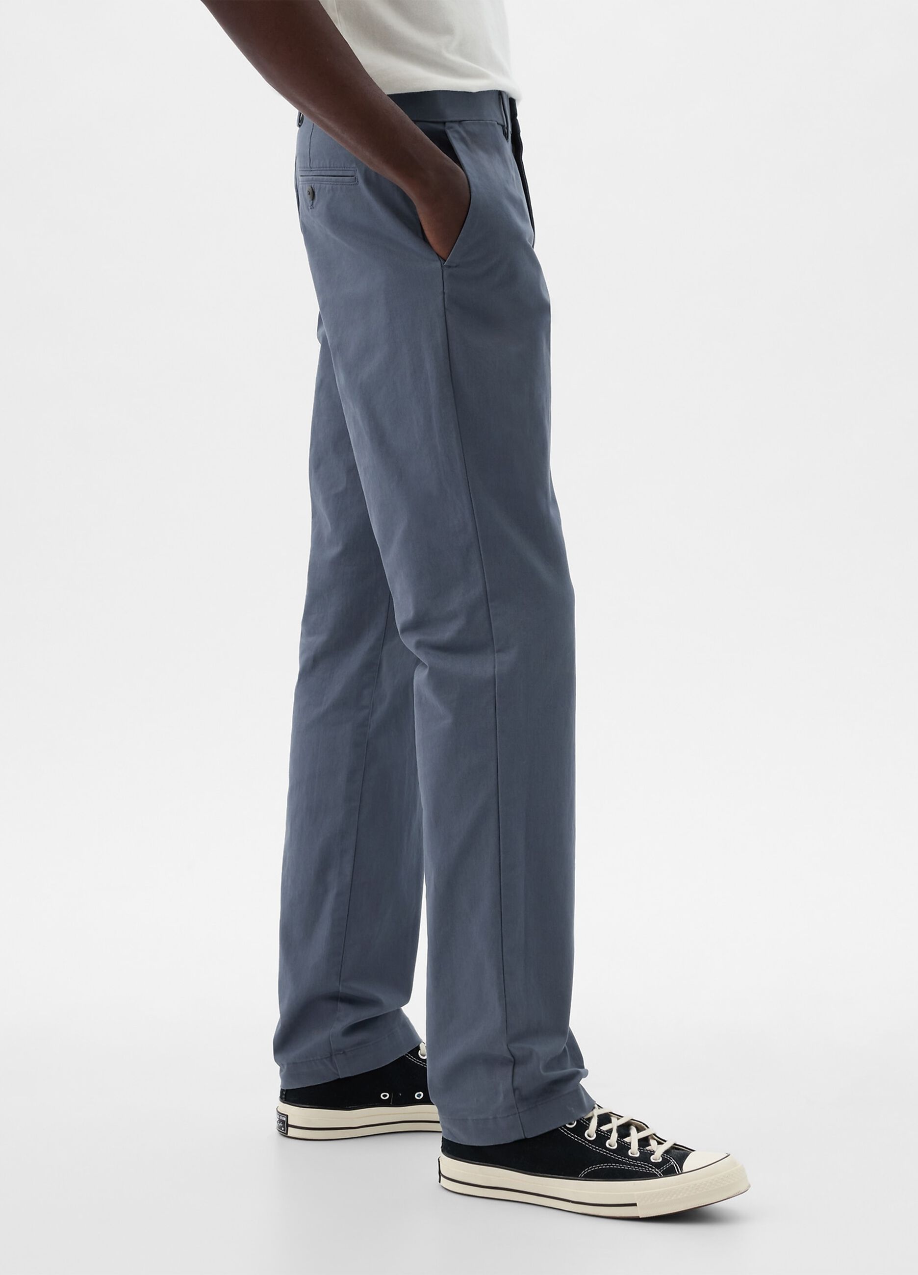 Pantalone straight fit in cotone stretch_3