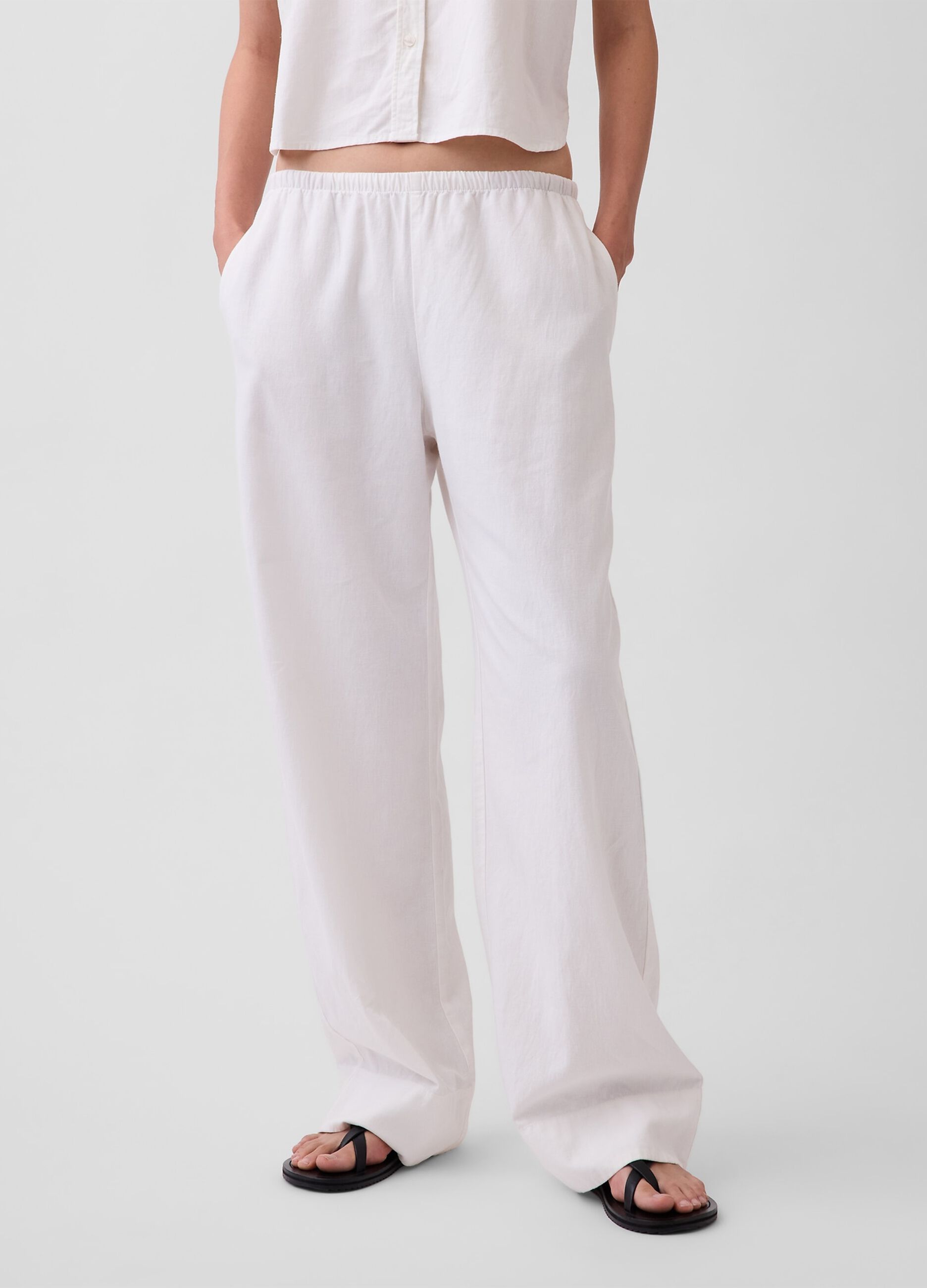 Pantaloni palazzo in misto lino