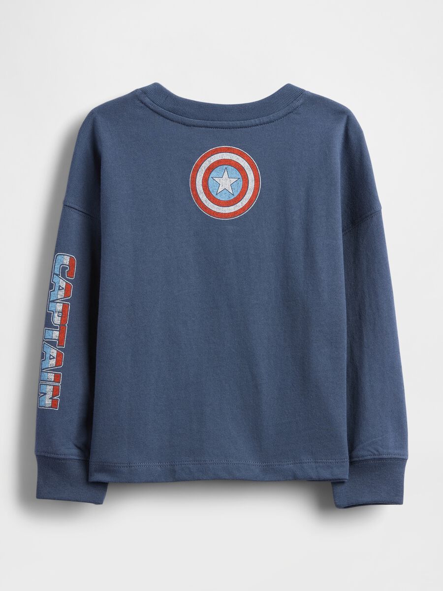 Maglia a maniche lunghe blu in cotone Captain America Bambino_1