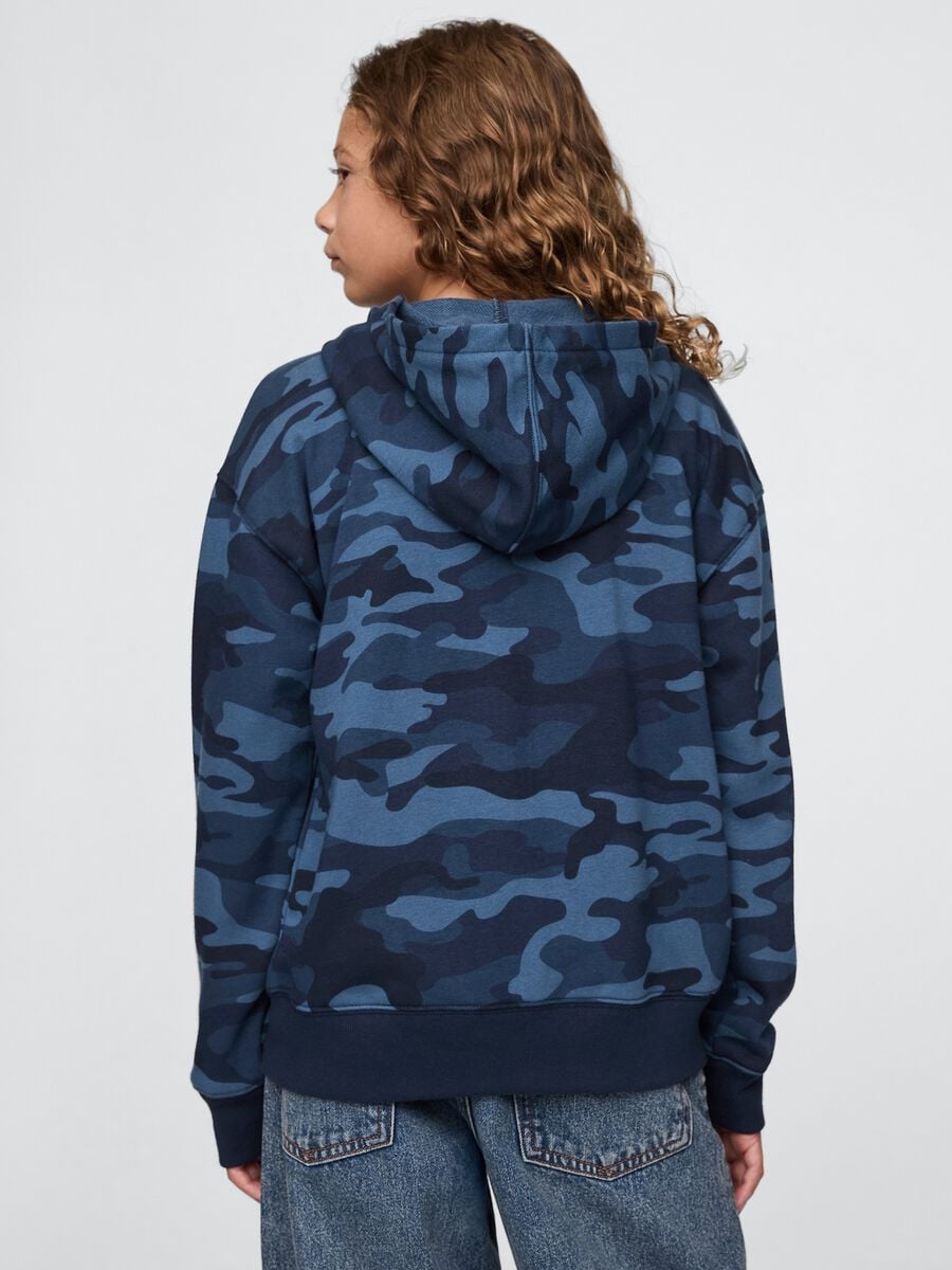Felpa con logo GAP, cappuccio e zip in misto cotone Bambino_1