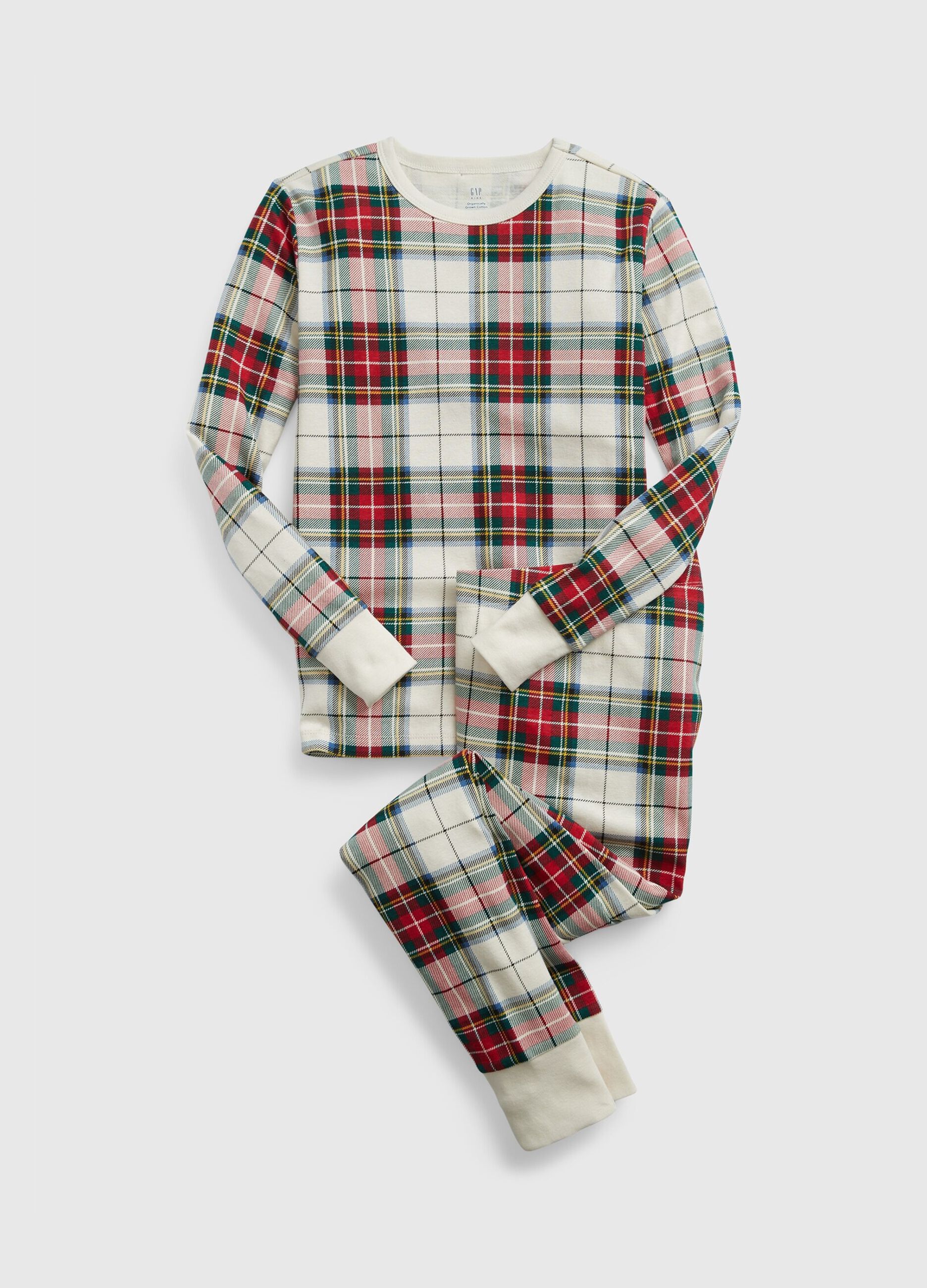 Full-length pyjamas with tartan pattern
