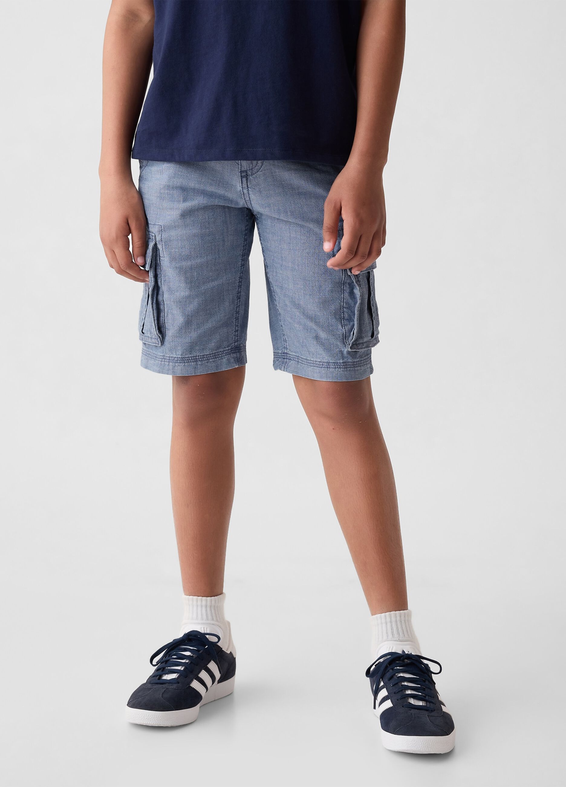 Bermuda cargo in cotone chambray_1