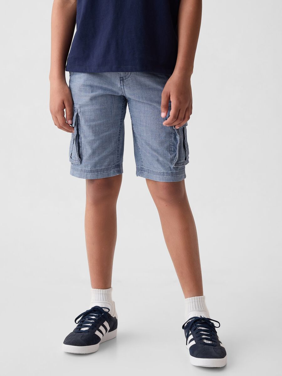 Bermuda cargo in cotone chambray Bambino_1