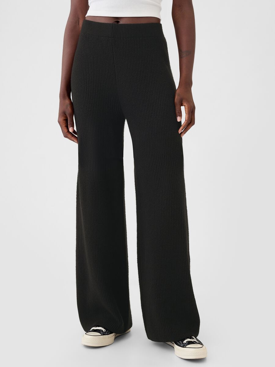 Pantalone a gamba larga a costine Donna_1