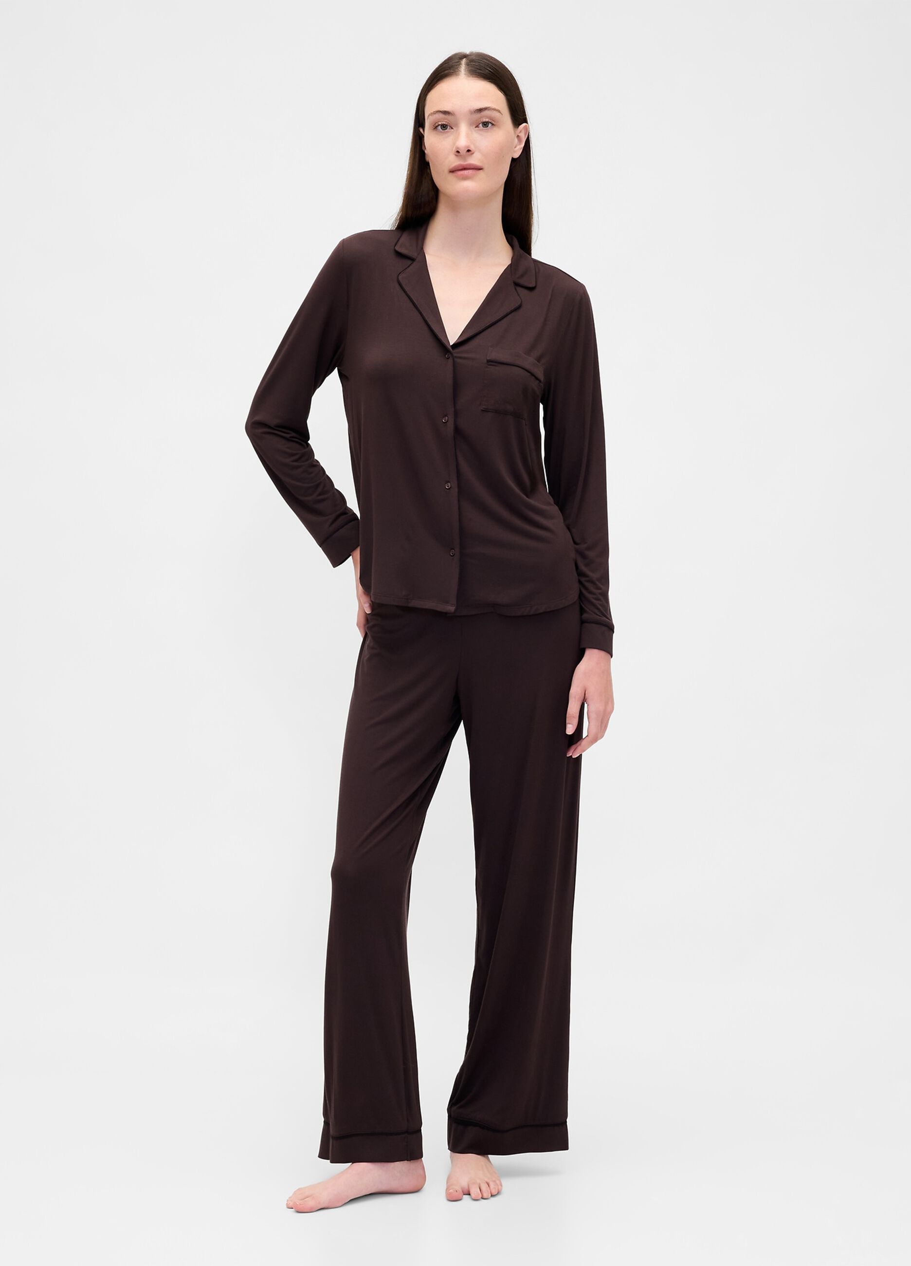 Pigiama marrone elasticizzato in modal_2