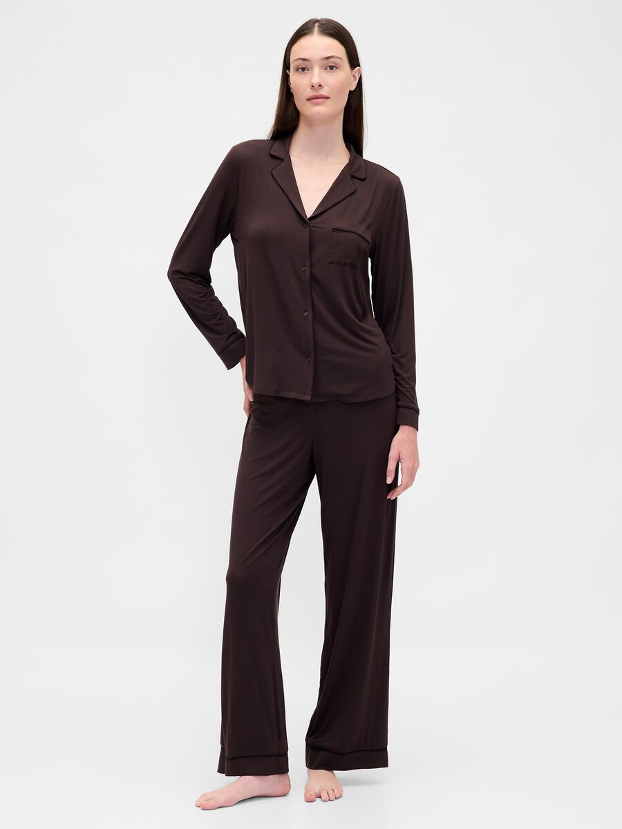 Pigiama marrone elasticizzato in modal Donna_2