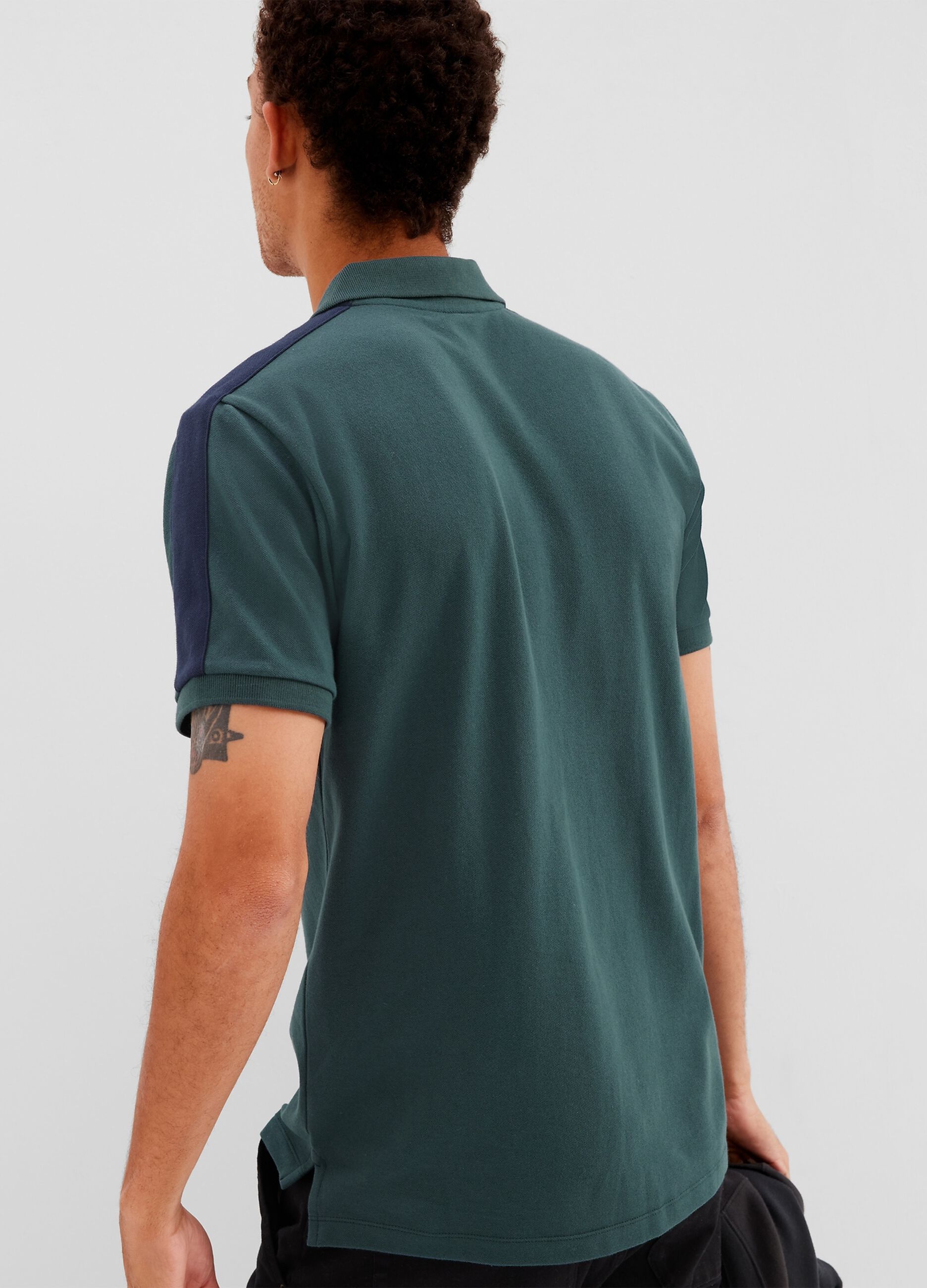Polo in piquet stretch con stampa logo_1