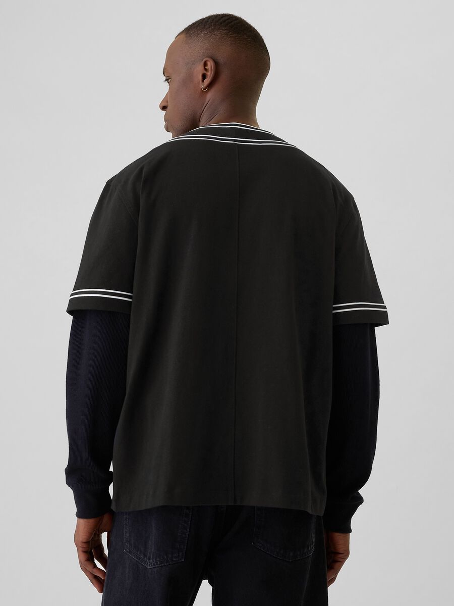 Camicia baseball con profili rigati Uomo_2