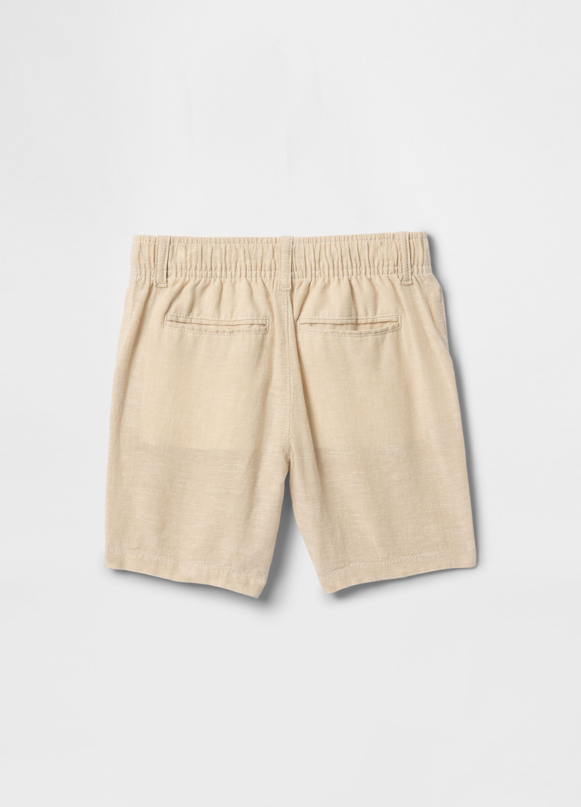 Shorts beige in lino e cotone per bambino_2