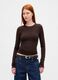 Brown long-sleeved stretch top_0
