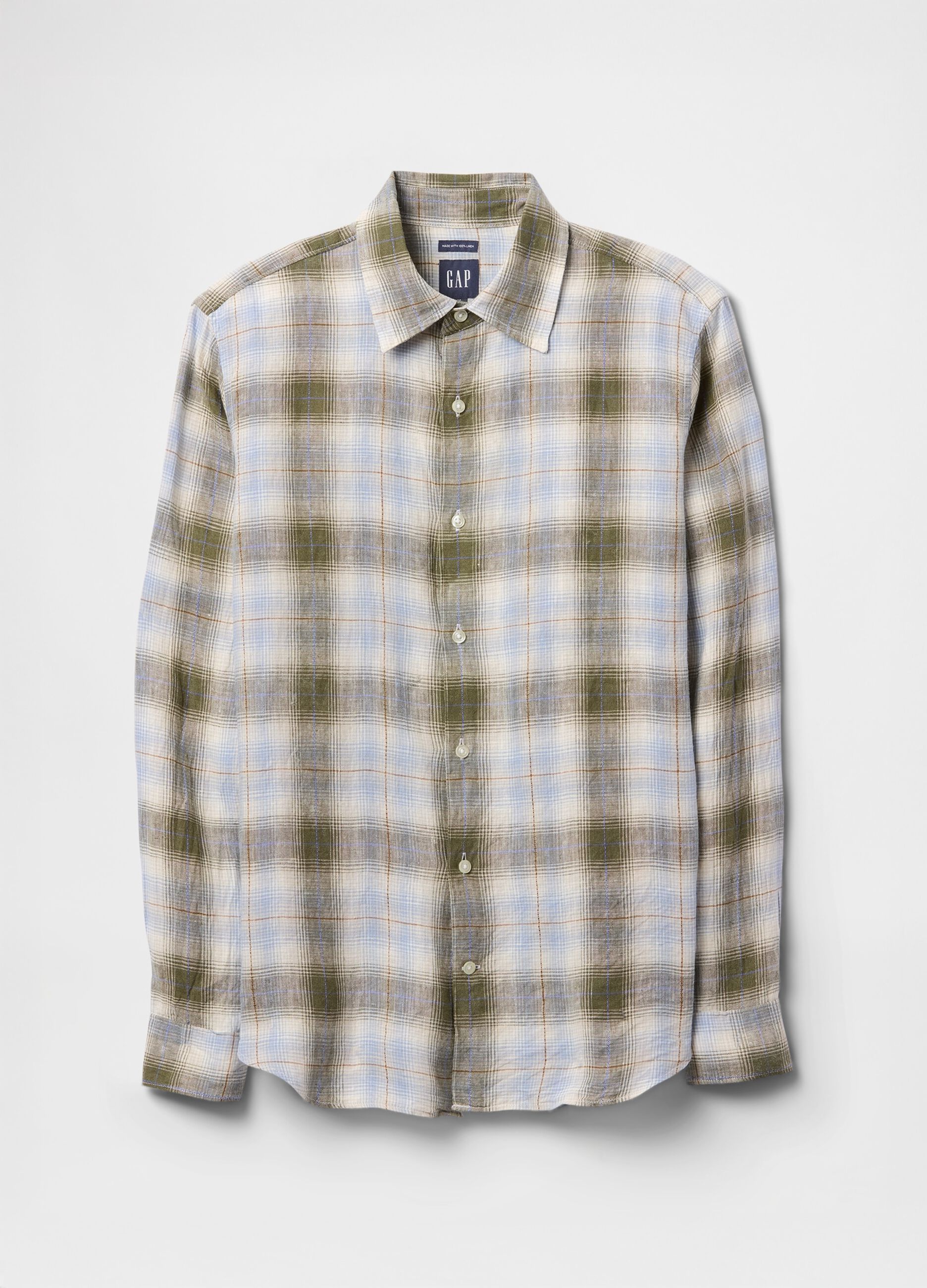 Camicia a quadri verde e azzurra in misto cotone_3