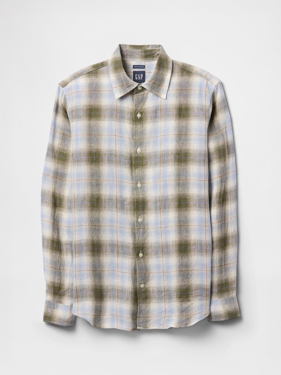 Camicia a quadri verde e azzurra in misto cotone Man_3
