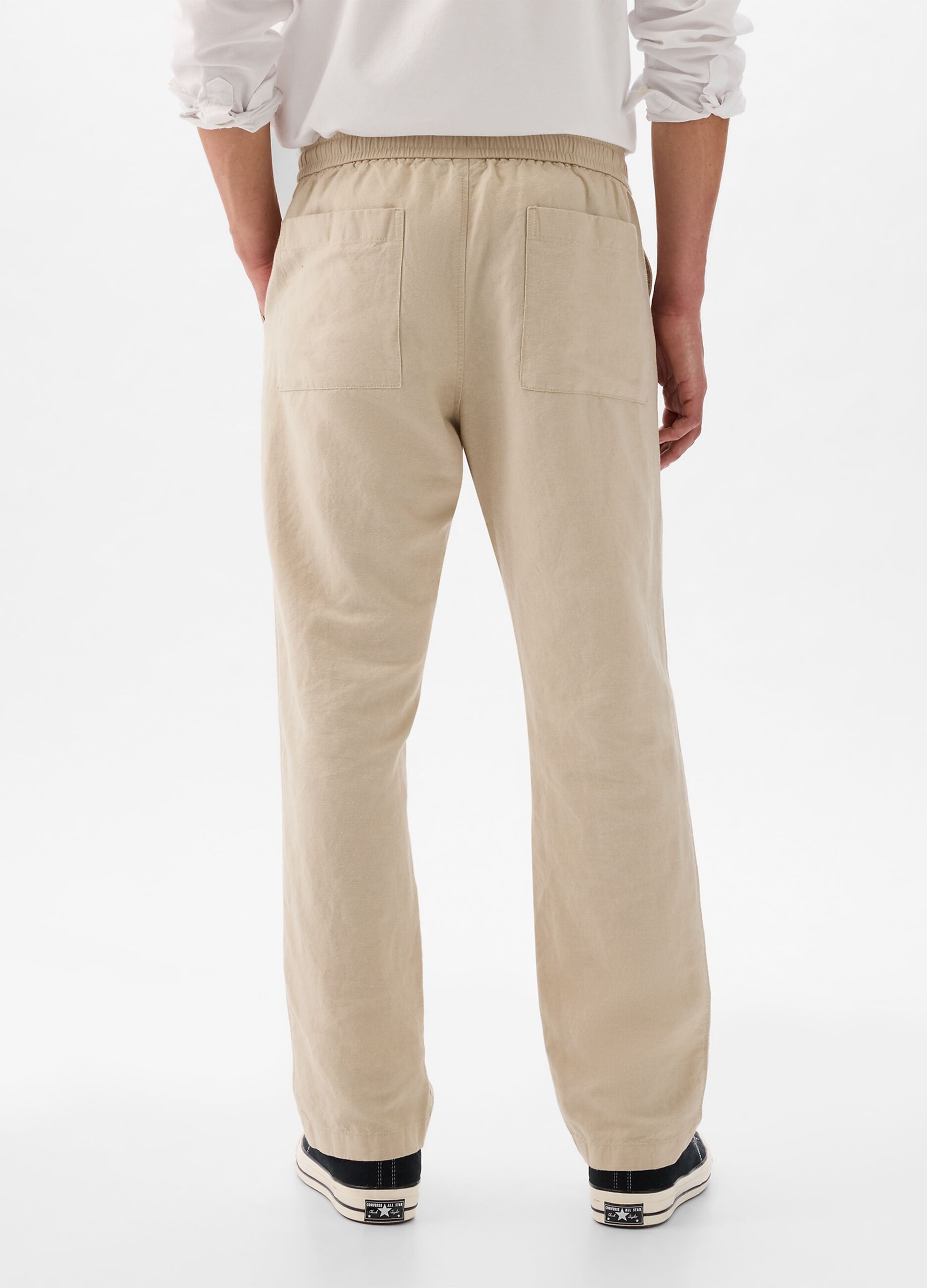 Pull-on trousers in linen and cotton_2