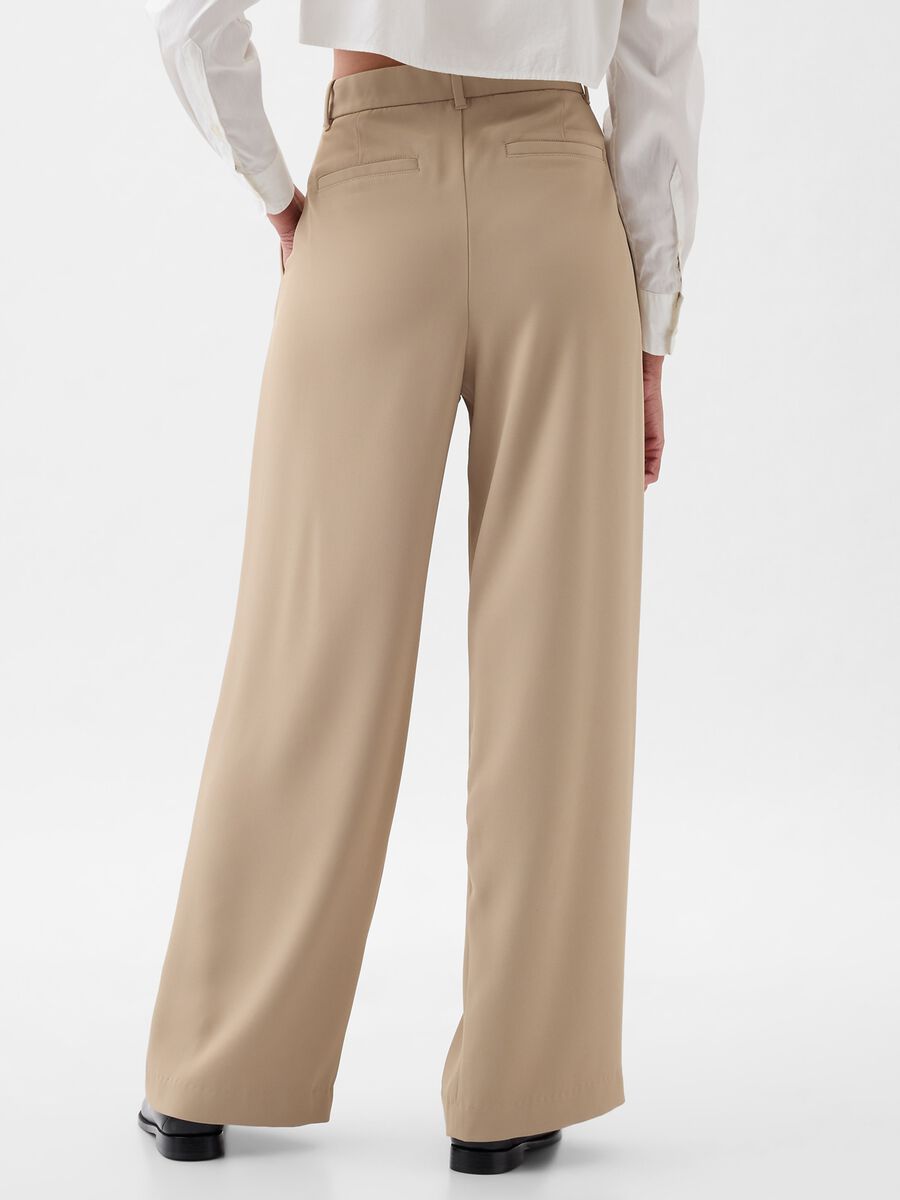 Pantalone wide leg vita alta con pinces Donna_2