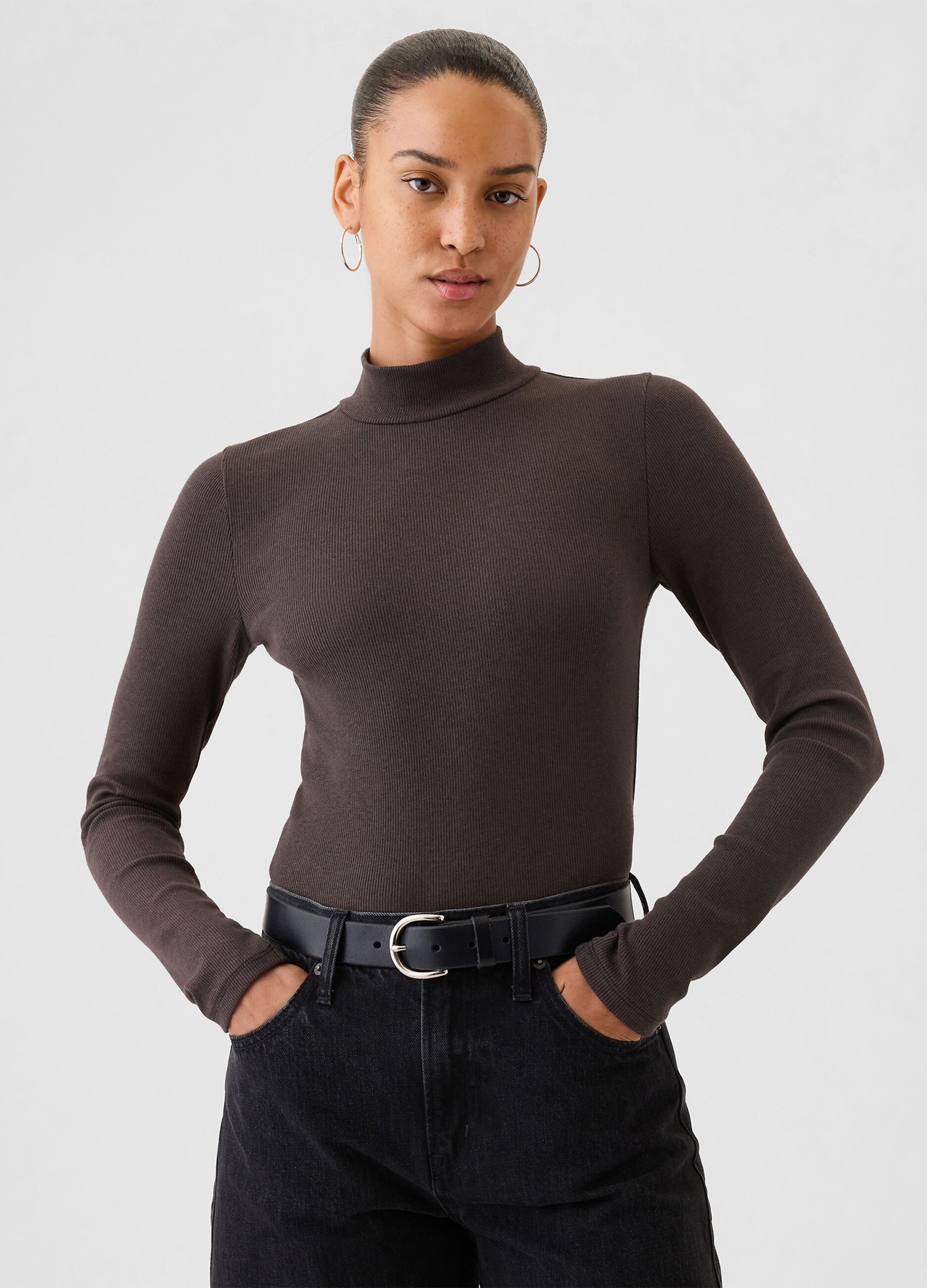 Ribbed T-shirt in stretch modal and cotton
