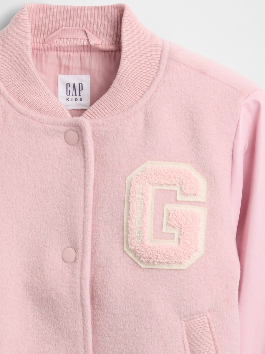 Pink bomber jacket in wool blend and synthetic fibres Girl_4
