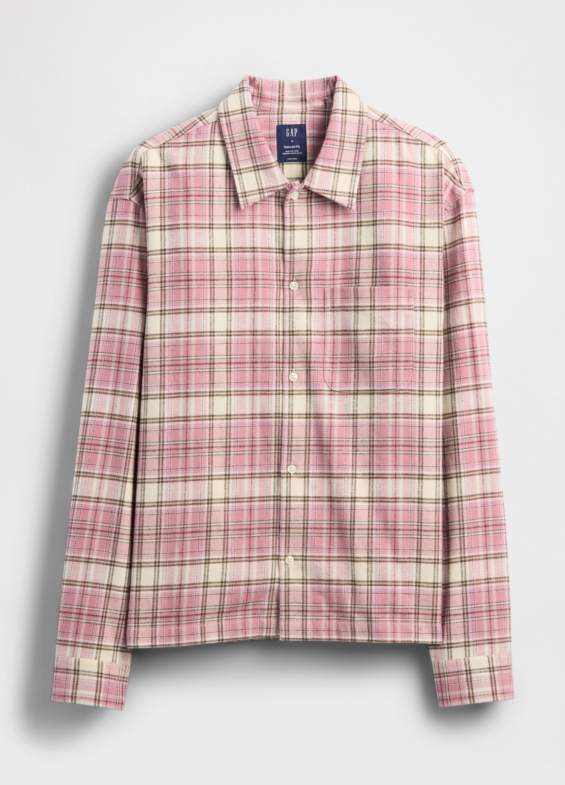 Camicia rosa a maniche lunghe in cotone