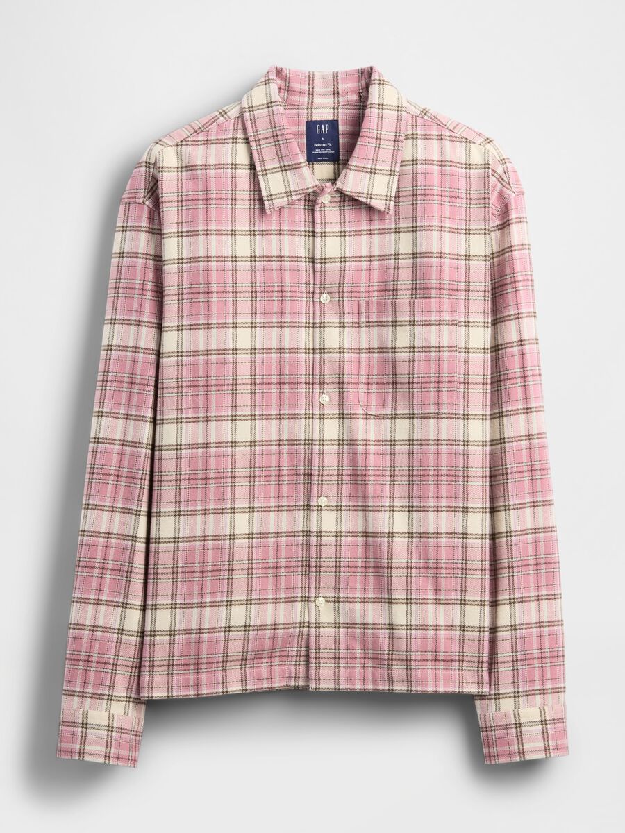 Camicia rosa a maniche lunghe in cotone Uomo_3