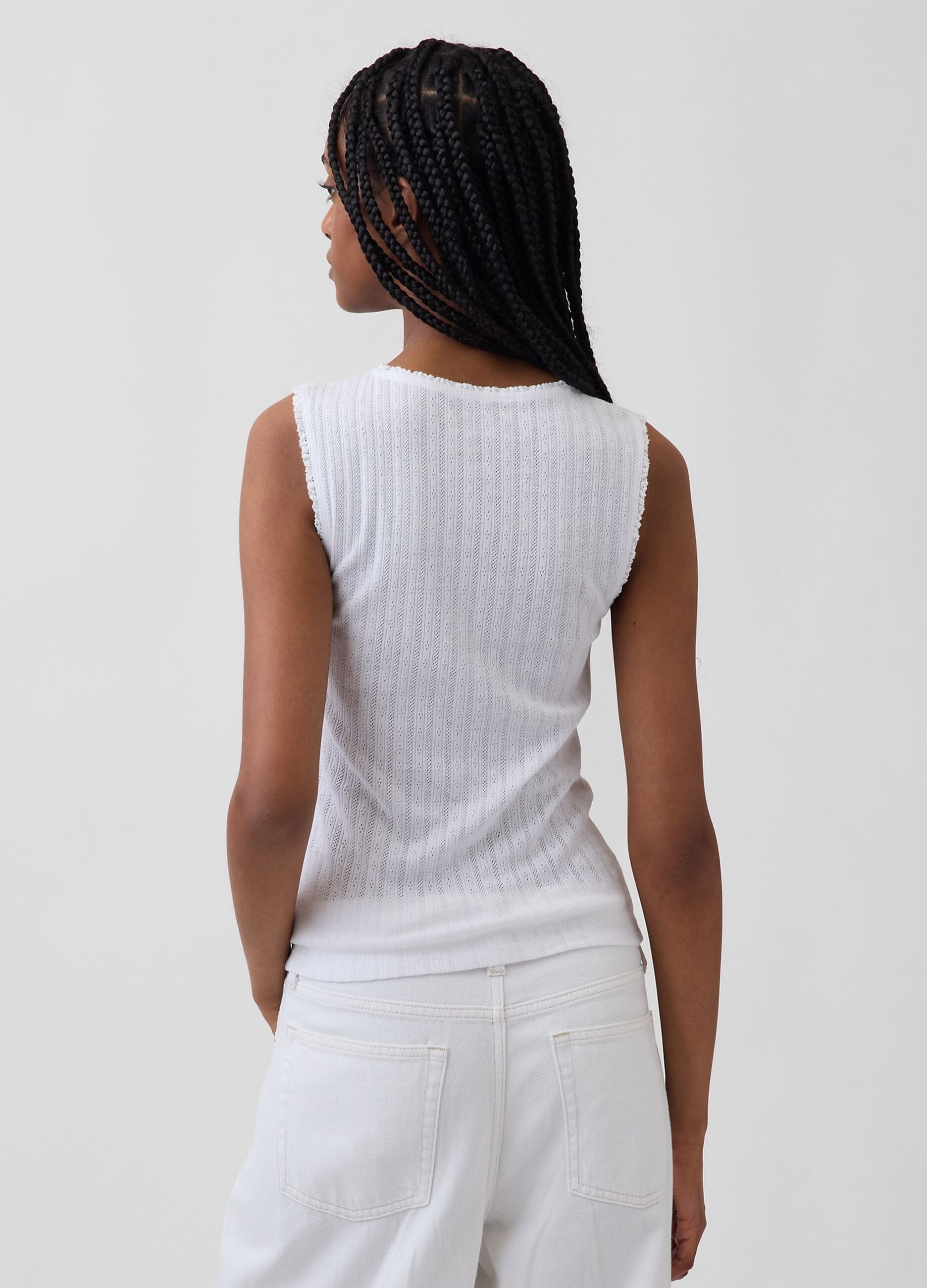 Tank top in misto cotone a costine
