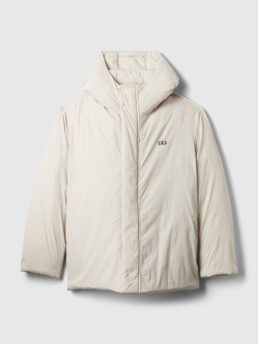Down jacket with hood and logo embroidery Man_4
