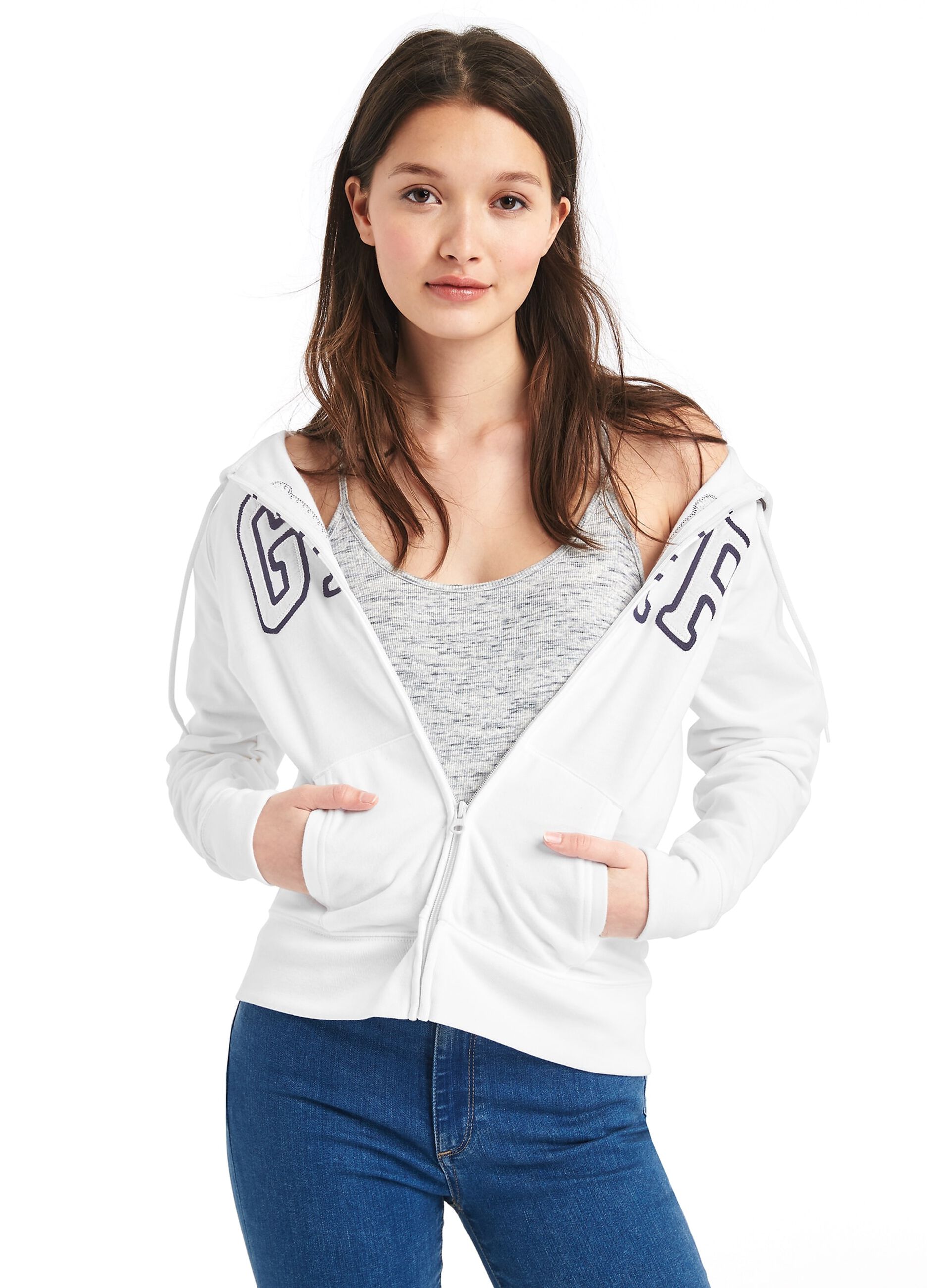 Full-zip in fleece with hood and embroidered logo_0