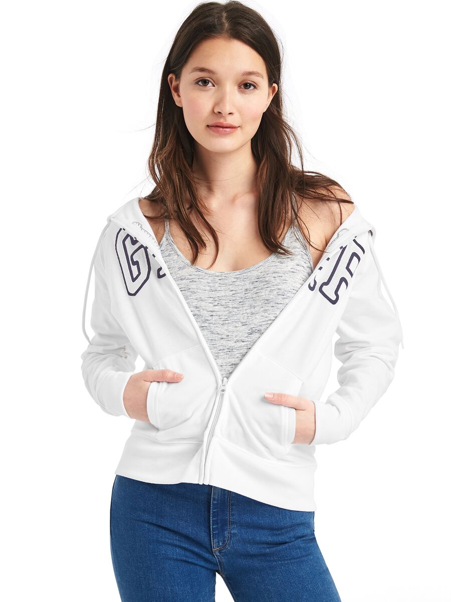 Full-zip in fleece with hood and embroidered logo Woman_0