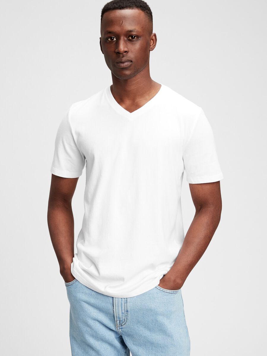 Cotton V-neck T-shirt Man_0