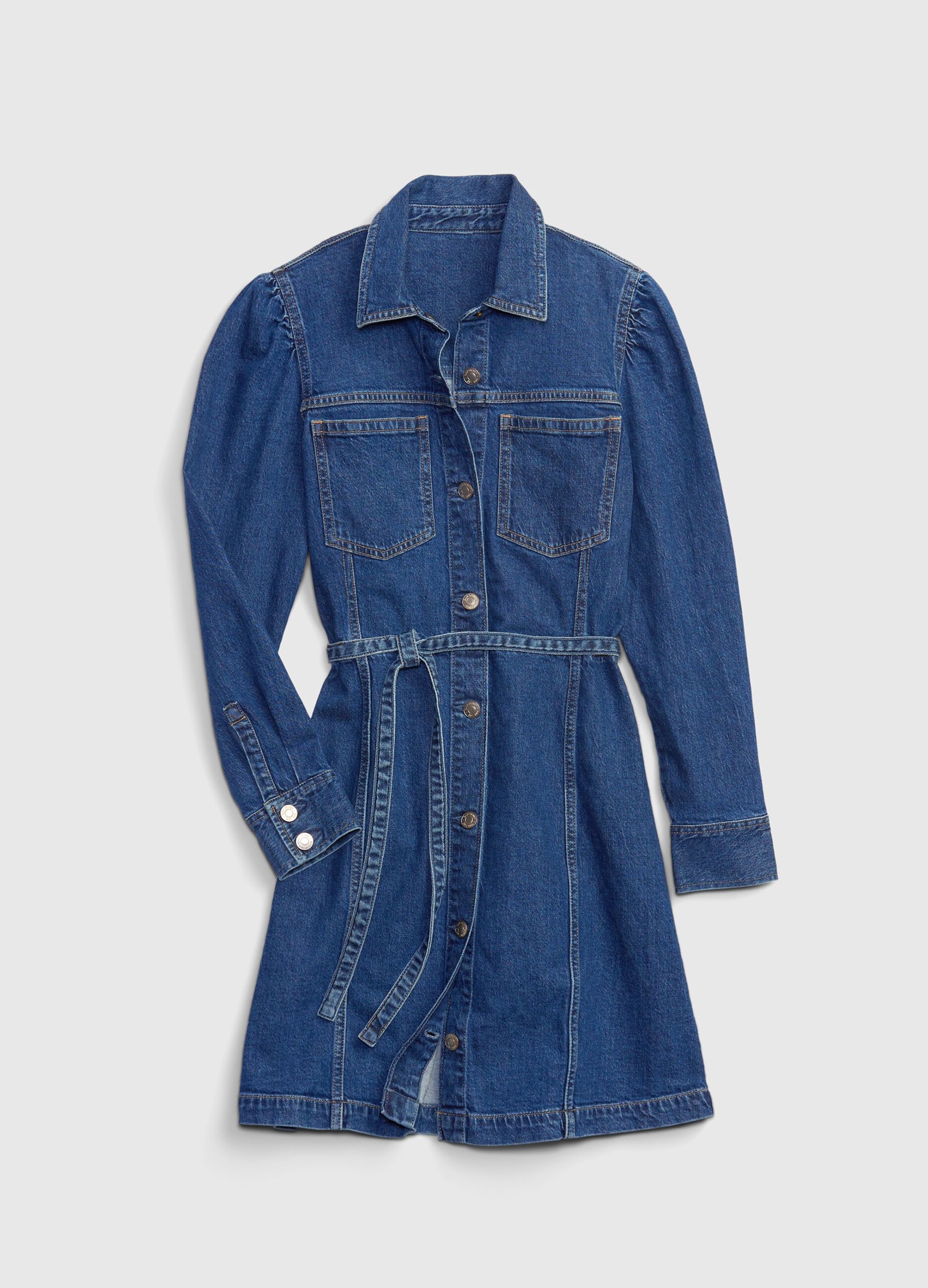 Mini shirt dress denim dress with belt_3