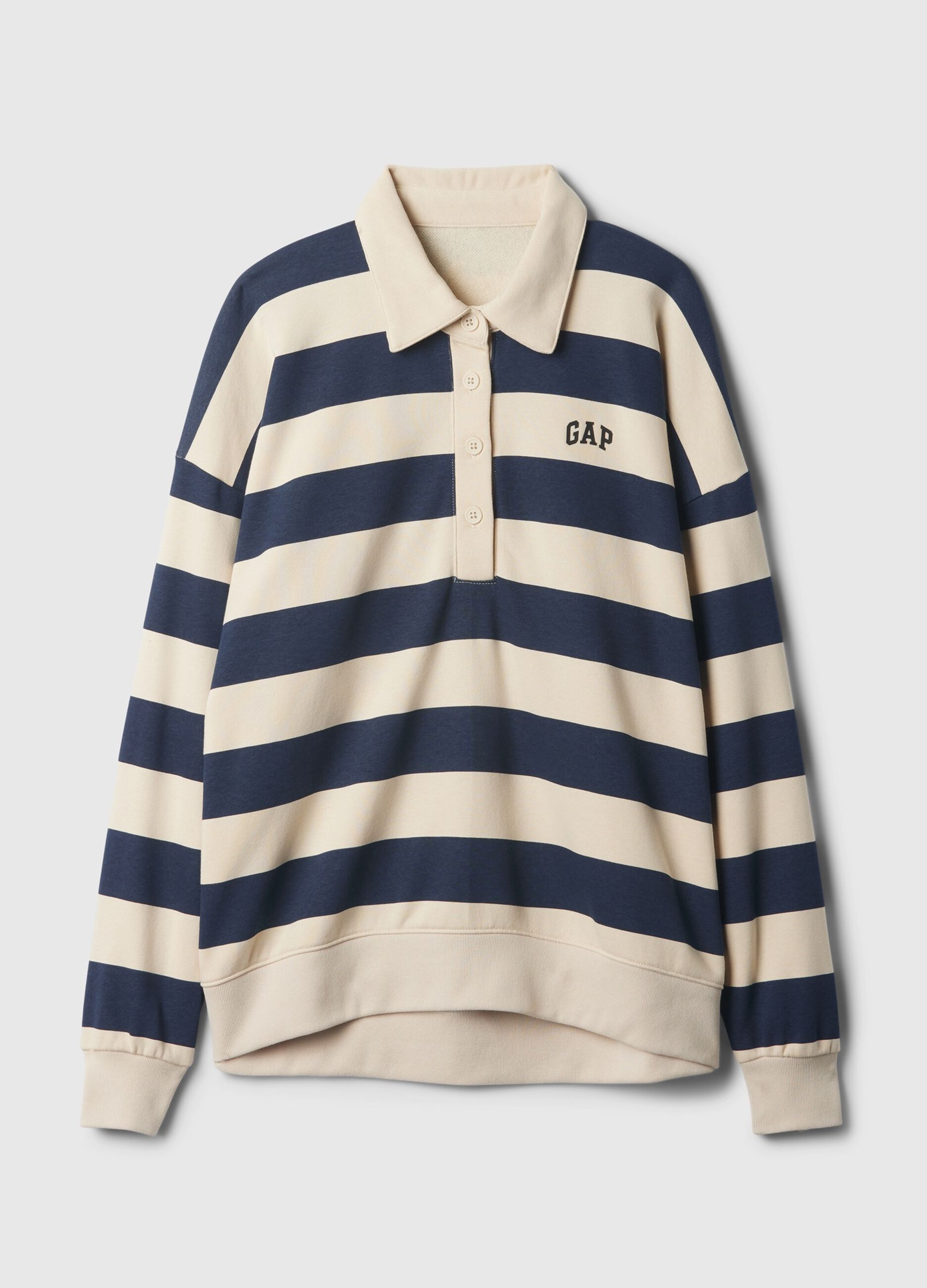 Felpa over a righe con scollo a polo_2
